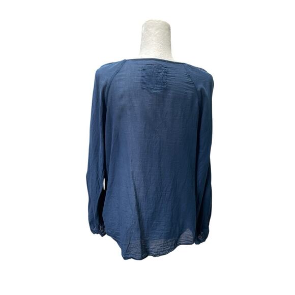 Johnny Was 3J Workshop Blue Red Embroidered Tunic Top Cotton Long Sleeve Small - Picture 2 of 4